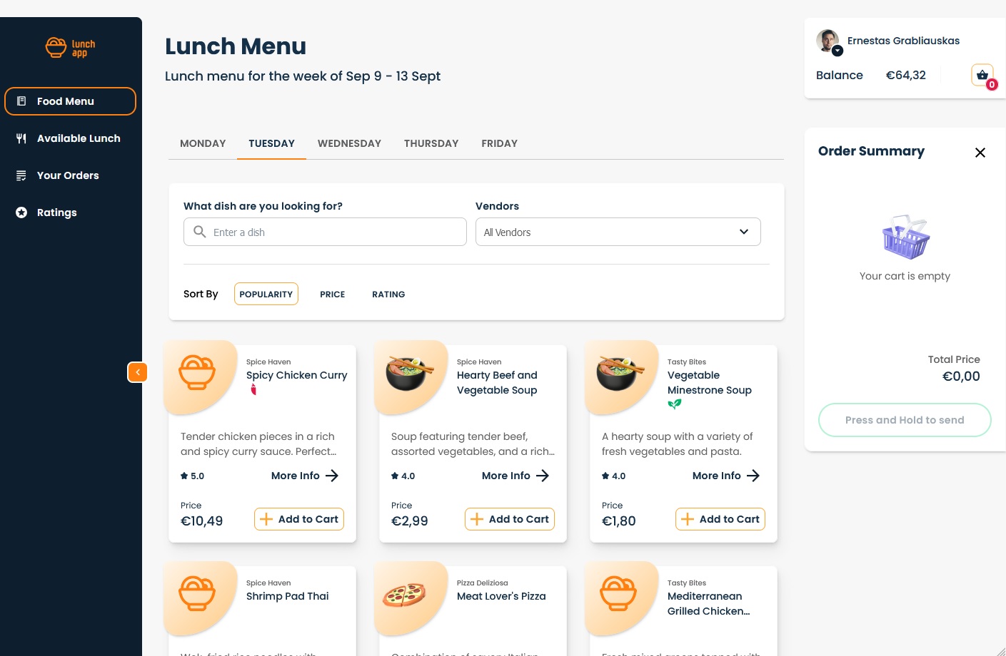 Lunch App (Sourcery Academy Team Project)